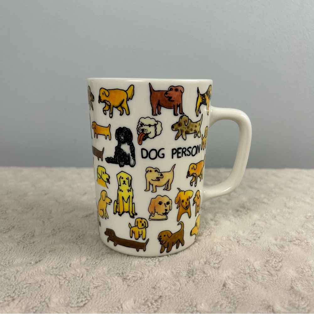 Fishs Eddy Dog Person Coffee Mug Tea Cup Ben Lenovitz White Puppy